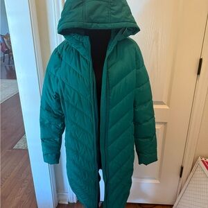 Lands End Women's Down Winter Long Coat with Hood